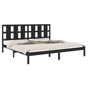 Berkfield Bed Frame Black Solid Wood Pine 200x200 cm