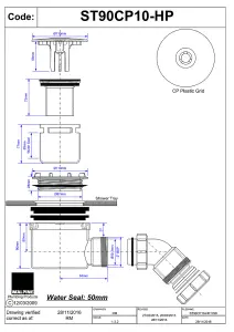 McAlpine ST90CP10-HP 2" 90mm Hi-Flow Shower Trap