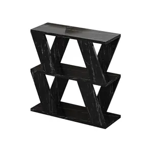 Adriana Side Table Modern Compact Design for Living Room & Bedroom Black Marble