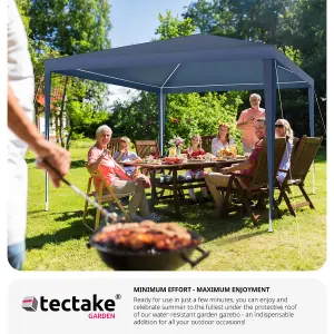 Gazebo Baraban - 3 x 3 m, with 3 side panels, weather & UV-resistant, guy ropes incl. - blue