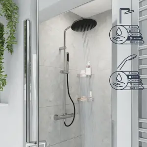 GoodHome Levanna Gloss Chrome effect Wall-mounted Thermostatic Mixer Multi head shower