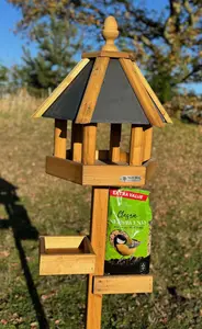 Simply Wood Palmer Bird Table Slate Roof with FREE Bird Seed