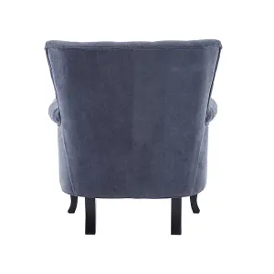 Dark Grey Chenille Wing Back Armchair with Lumbar Pillow