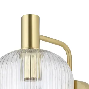 GoodHome Lybia Classic Satin Brass effect Wired Wall light