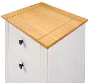 Panama 5 Drawer Narrow Chest in White and Natural Wax Finish