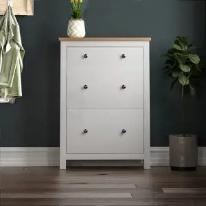 Vida Designs Arlington 2 Door 1 Drawer White Shoe Storage Cabinet