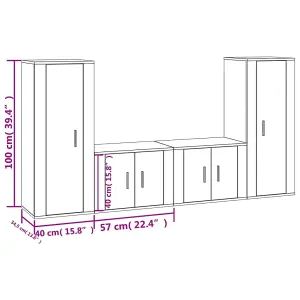 Berkfield 4 Piece TV Cabinet Set High Gloss White Engineered Wood