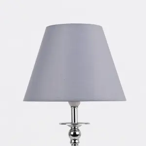 First Choice Lighting Prior - Chrome Grey Table Lamp With Shade