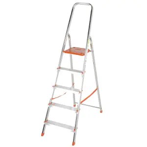 1.1m Lightweight Aluminium Platform Step Ladders 5 Tread Anti Slip DIY Steps