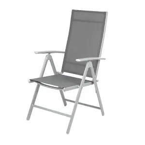 Adjustable Folding Garden Dining Chair with Aluminium Frame - Grey