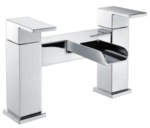 Square Deck Mounted Bath Shower Mixer Tap - Chrome