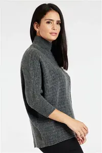 Bonmarche Charcoal Oversized Drop Shoulder Jumper, Size: M