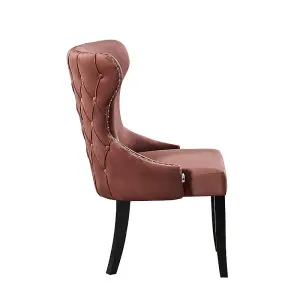 Single Mayfair Velvet Dining Chair Upholstered Dining Room Chairs, Pink