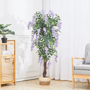 Blossom Bean Tree Artificial Plant House Plant in Black Pot 150 cm