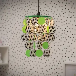 ValueLights Children's Green And White Football Bedroom/Nursery Ceiling Pendant Light Shade