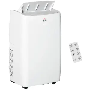 HOMCOM 12,000 BTU Portable Air Conditioner Dehumidifier Cooling Fan, Remote, LED, 24H Timer, Wheels, Window Mount Kit, White