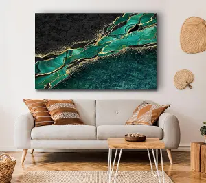 The Green And Gold Textures Canvas Print Wall Art - Medium 20 x 32 Inches