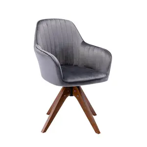 Upholstered Swivel Dining Chair Grey Velvet