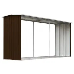 Berkfield Garden Log Storage Shed Galvanised Steel 330x92x153 cm Brown