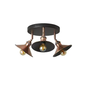 Bureau Satin Black Copper effect 3 Light Spotlight