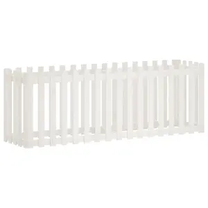 Berkfield Garden Raised Bed with Fence Design White 200x50x70 cm Solid Wood Pine