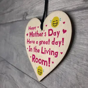 Red Ocean Funny Mothers Day Gifts Lockdown Wooden Heart Gift For Mum Novelty Gift For Her