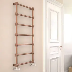 Retro Traditional Heated Towel Rail Copper / 117cm H x 50.4cm W x 10.2cm D