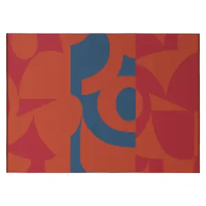 GoodHome Malaita Blue & Red Fragment Woven effect Reversible Large Outdoor Rug, (L)240cm x (W)180cm