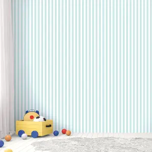 Galerie Tiny Tots 2 Turquoise Regency Stripe Smooth Wallpaper