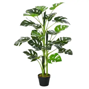 Outsunny 100cm/3.3FT Artificial Monstera Tree Fake Plant in Pot Indoor Outdoor