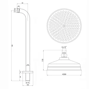 ENKI Regent Antique Brass Crosshead Ceiling Fixed Brass Thermostatic Shower Set 8"