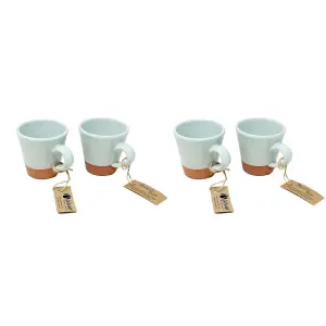 Rustic Pastel Half Dipped Terracotta Kitchen Set of 4 Conical Cups Pale Green 9cm