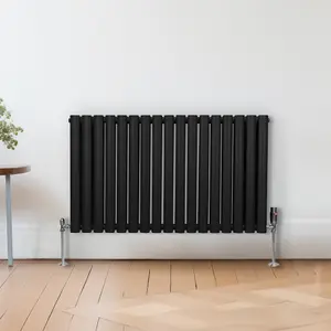 Oval Column Radiator & Valves - 600mm x 1020mm - Black