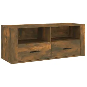 Berkfield TV Cabinet Smoked Oak 100x35x40 cm Engineered Wood