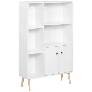 HOMCOM Cabinet Shelves Bookcase Storage Unit Free Standing w/ Two Doors White