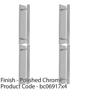 4 PACK - Knurled Drawer Bar Pull Handle & Matching Backplate - Polished Chrome 168 x 40mm