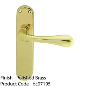 Rounded Flaired Internal Latch Door Handle - Polished Brass Lever On Backplate