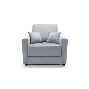 Olly Velvet Single Sofa Bed in Light Grey