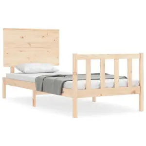 Berkfield Bed Frame with Headboard Small Single Solid Wood