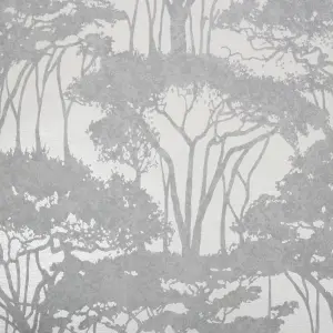 GoodHome Danson Grey Silver effect Trees Textured Wallpaper