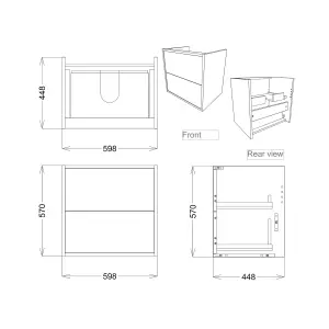 Grasmere Matt Grey Wall-mounted Vanity unit & basin set (W)600mm (H)600mm