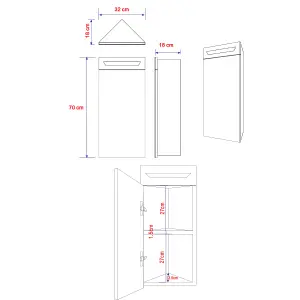 Ember LED Mirrored Wall Cabinet (H)70cm (W)32cm