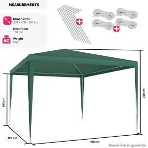 Gazebo Kara - 3 x 3 m, water & UV resistant, guy ropes and pegs included - green