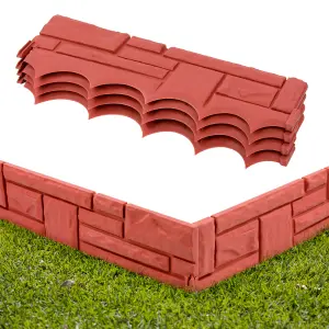 KCT 1 Pack - Red Brick Wall Garden Lawn Border Edging - 4 Pieces Total