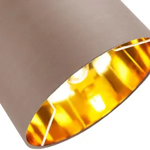 Contemporary Taupe Cotton 12 Table/Pendant Lamp Shade with Shiny Copper Inner