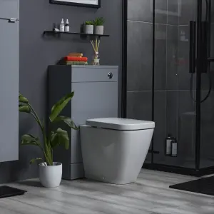 GoodHome Imandra Gloss Grey Freestanding Toilet cabinet (H)840mm (W)500mm