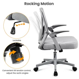 Yaheetech Mesh Office Chair with Flip-up Armrests - Grey