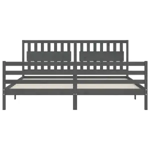 Berkfield Bed Frame with Headboard Grey 200x200 cm Solid Wood