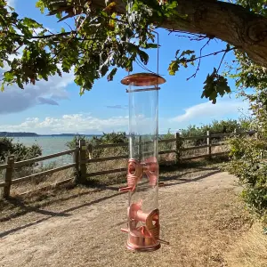 Copper Style Hanging Bird Seed Feeder with 4 Feeding Ports (Set of 2)