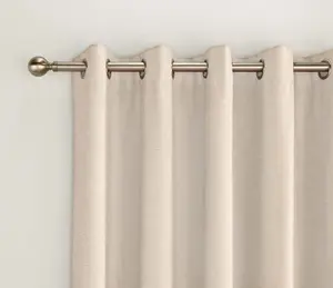 Enhanced Living 100% Blackout Thermal Cream Velvet Chenille Eyelet Door Curtain Single 66 x 84 inch (168x214cm)